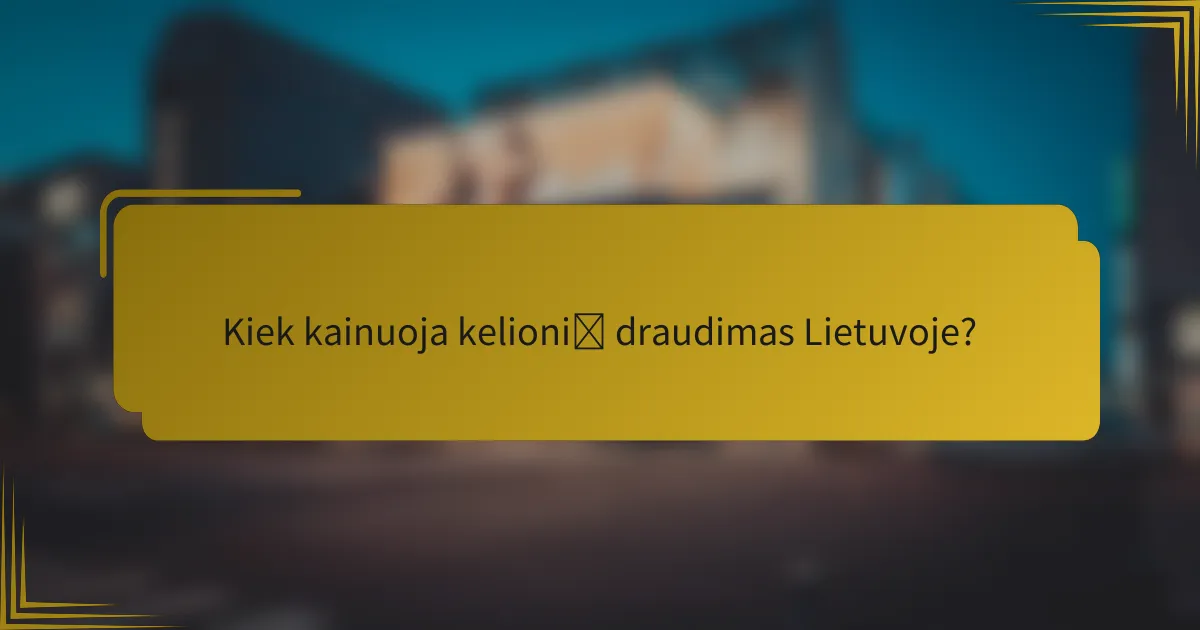 Kiek kainuoja kelionių draudimas Lietuvoje?