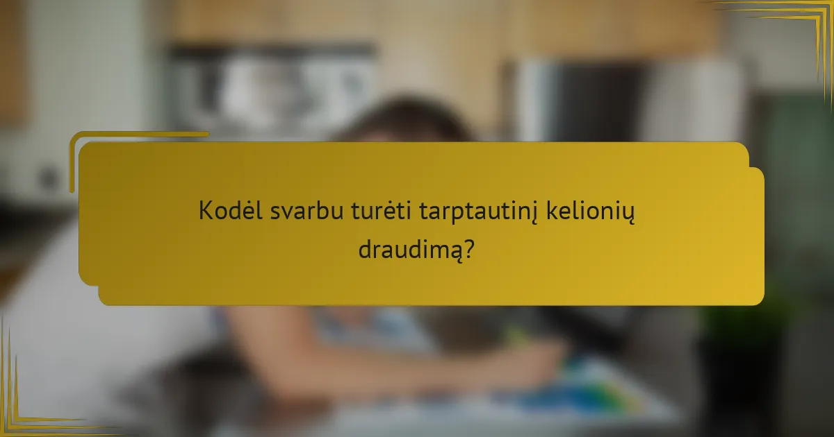 Kodėl svarbu turėti tarptautinį kelionių draudimą?