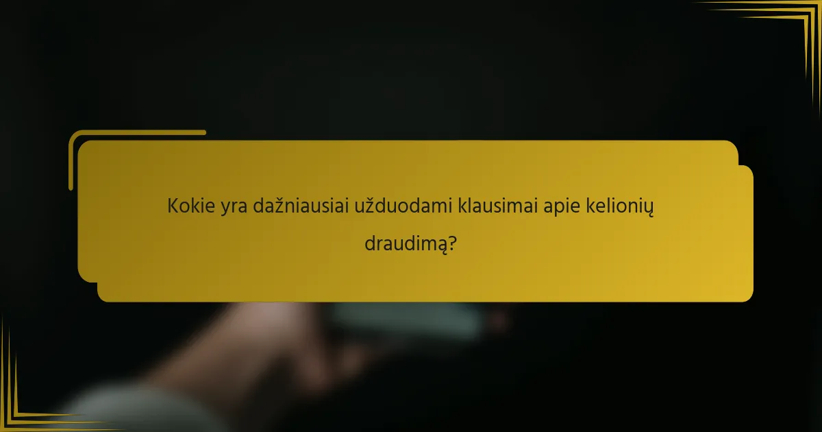 Kokie yra dažniausiai užduodami klausimai apie kelionių draudimą?