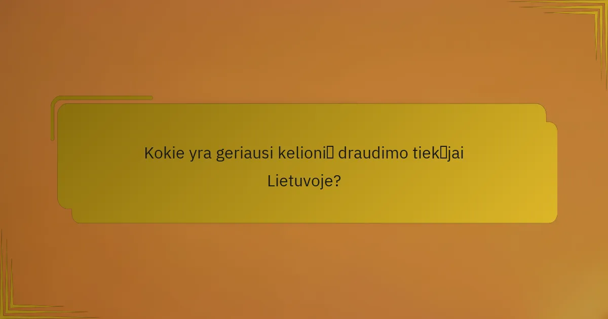 Kokie yra geriausi kelionių draudimo tiekėjai Lietuvoje?