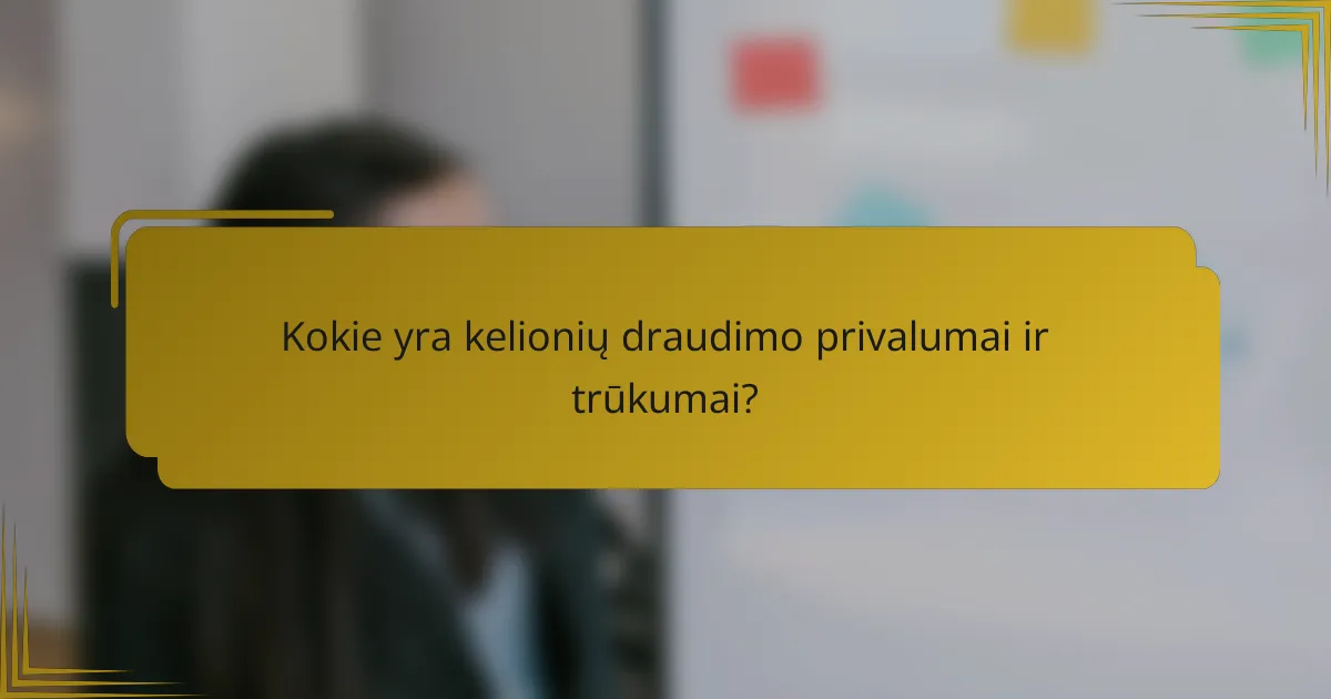 Kokie yra kelionių draudimo privalumai ir trūkumai?
