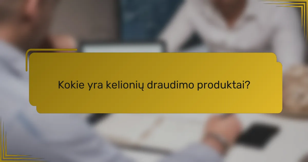 Kokie yra kelionių draudimo produktai?