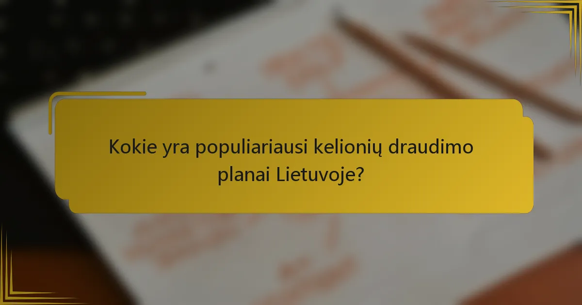 Kokie yra populiariausi kelionių draudimo planai Lietuvoje?