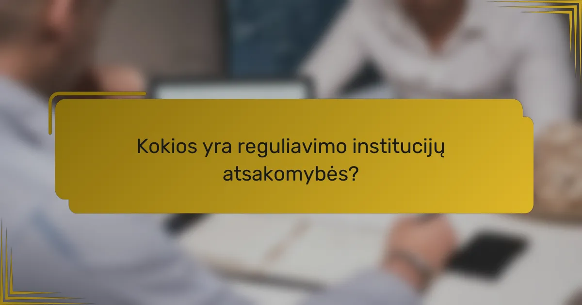Kokios yra reguliavimo institucijų atsakomybės?