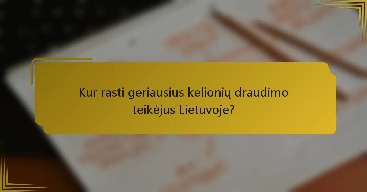 Kur rasti geriausius kelionių draudimo teikėjus Lietuvoje?