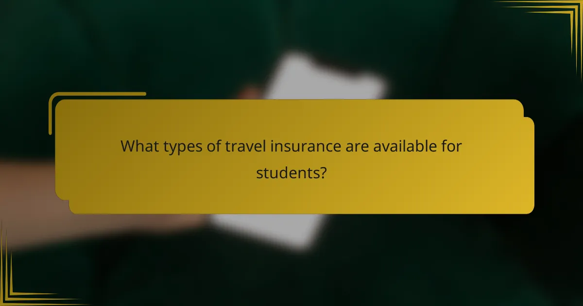 What types of travel insurance are available for students?